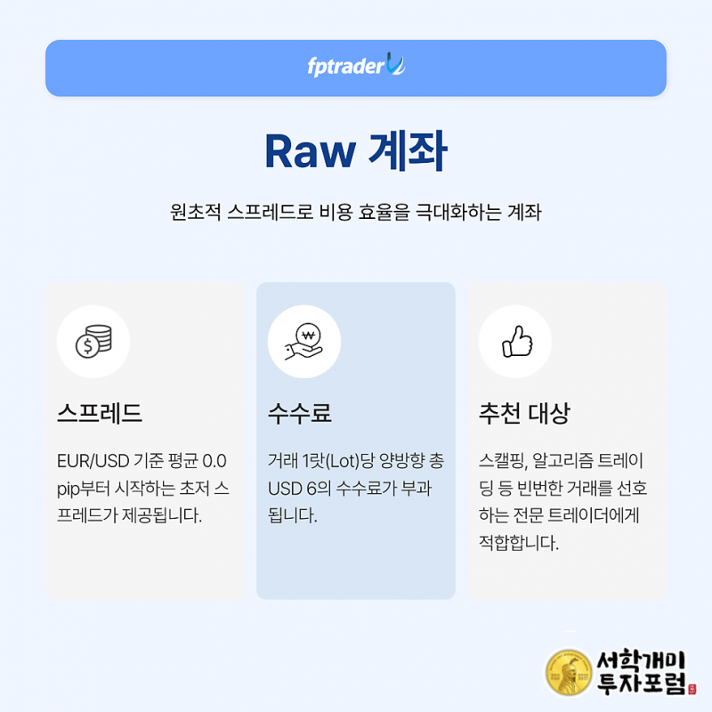 FP마켓 Raw 비용 구조 확인하기