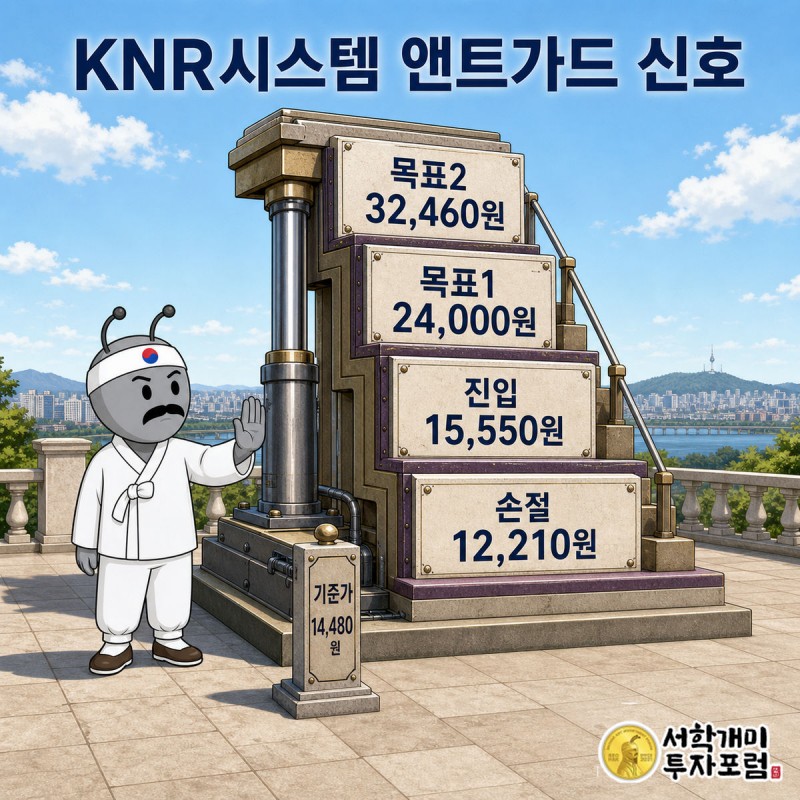진입 , 손절 , 목표1 , 목표2 이 계단형으로 배치된 앤트가드 시그널 네 숫자