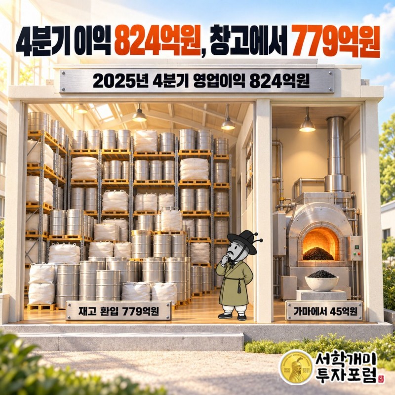 엘앤에프 — 4분기 이익 824억원, 창고에서 779억원 도판