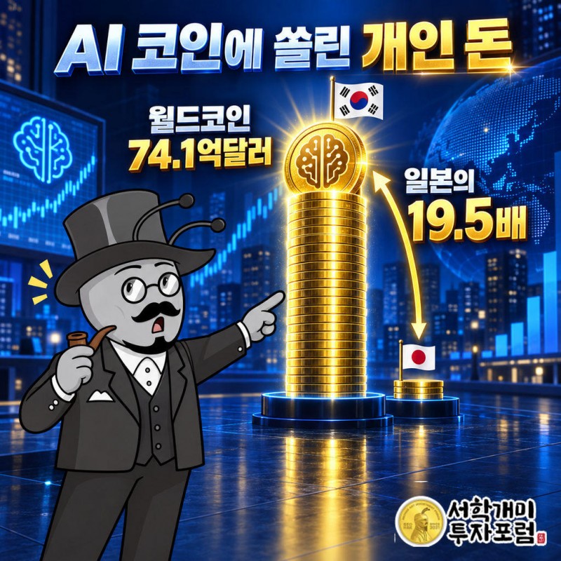 원화 시장에서 월드코인(WLD) 같은 AI 코인 비중이 약 18%로 테마형 거래 1위