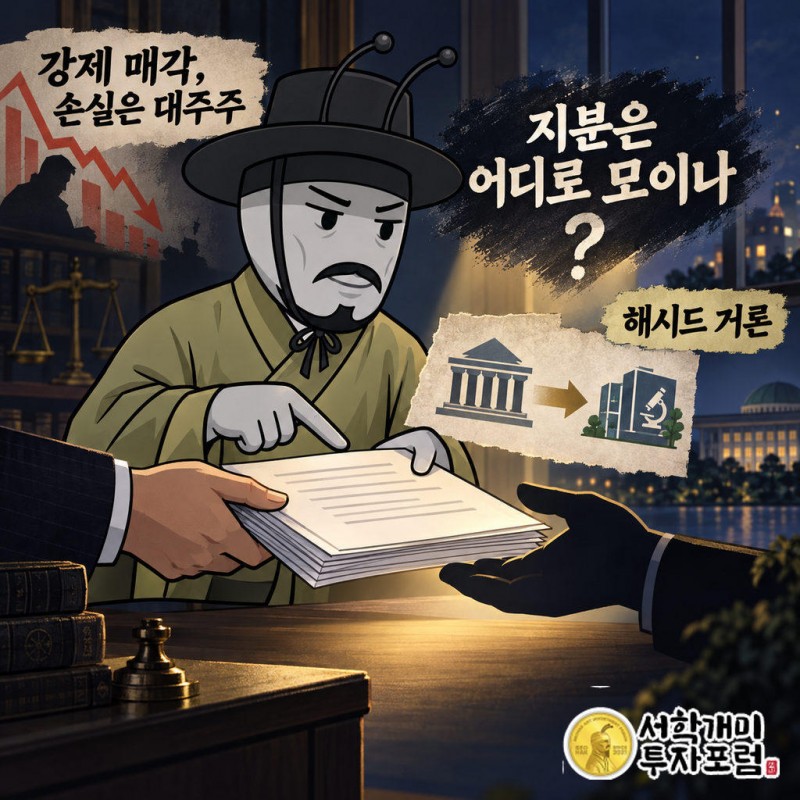 강제 매각의 비용은 현 대주주가, 이익은 지분을 사들이는 쪽이 가져감
