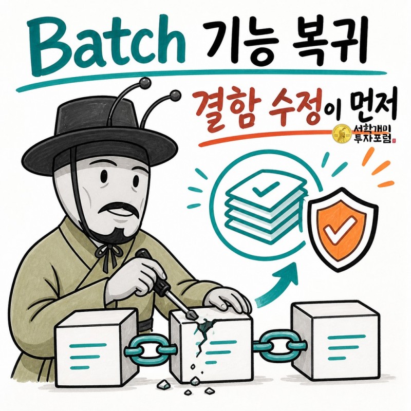 배치 기능의 결함 수정과 복귀 과정을 설명하는 양반개미 기자