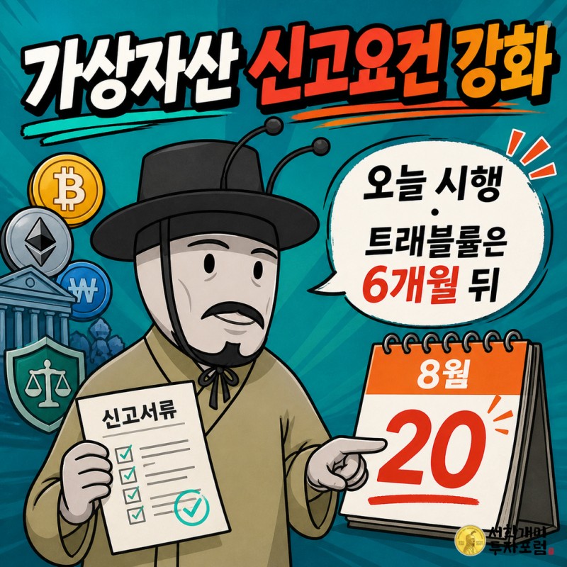 가상자산사업자 신고요건 강화 시행을 안내하는 양반개미 기자