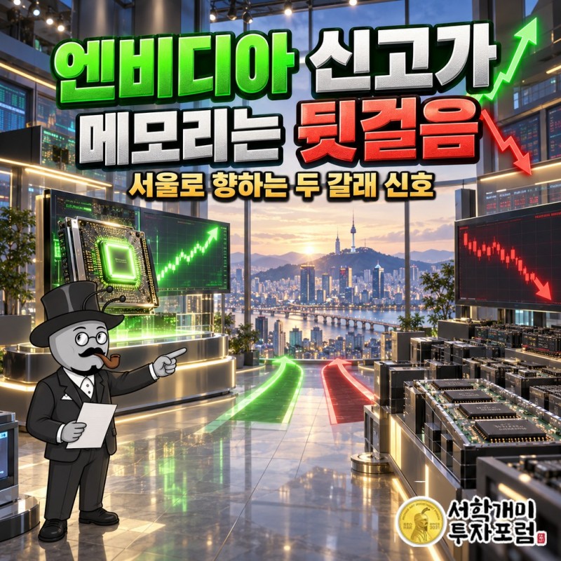 엔비디아는 신고가, 메모리는 뒷걸음, 서울로 건너오는 두 갈래 신호