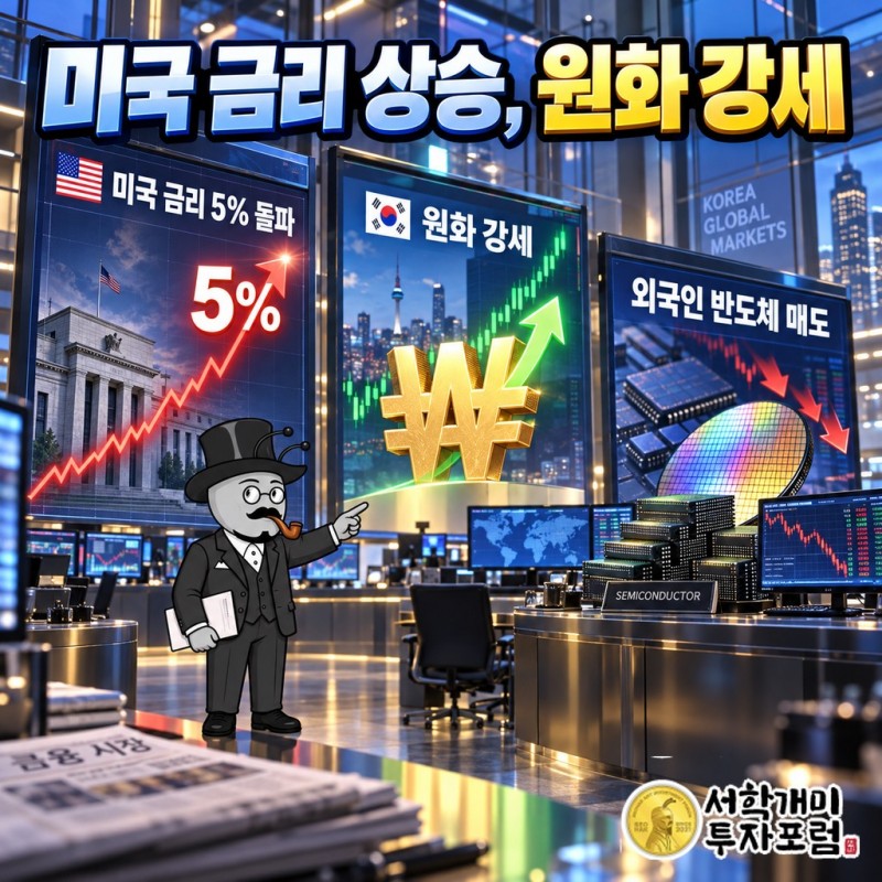 미국 금리는 5%를 넘었는데 원화는 강해졌고, 외국인은 반도체를 팔고 나갔다