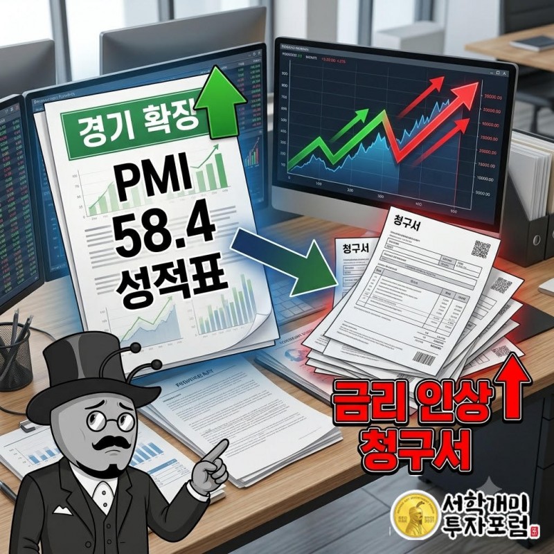 PMI 58.4라는 좋은 성적표가 금리 인상 청구서로 바뀌었다