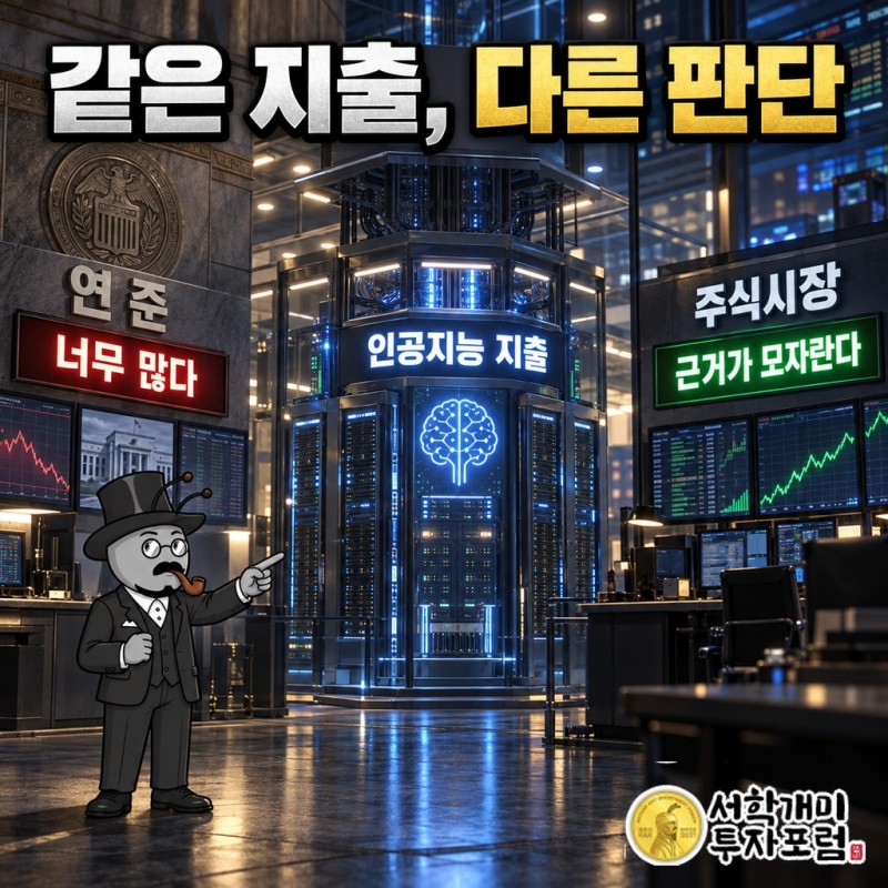 AI 지출 하나를 두고 연준은 「너무 많다」, 주식시장은 「근거가 모자란다」