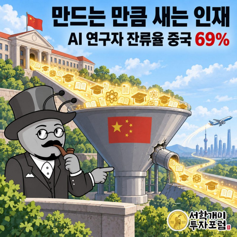 AI 연구자 잔류율은 중국 69%, 한국 77%