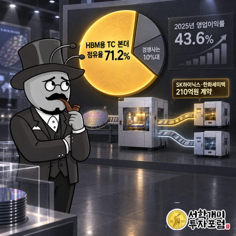 2025년 HBM용 TC 본더 점유율은 약 71.2%이고 경쟁사는 10%대에 머문다(TechInsights 추정)