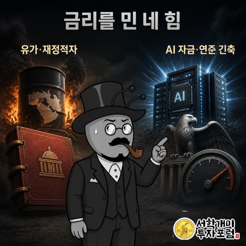 국제유가 급등(미·이란 갈등 재점화), 재정적자, AI 투자 자금 수요, 연준 긴축이 겹침