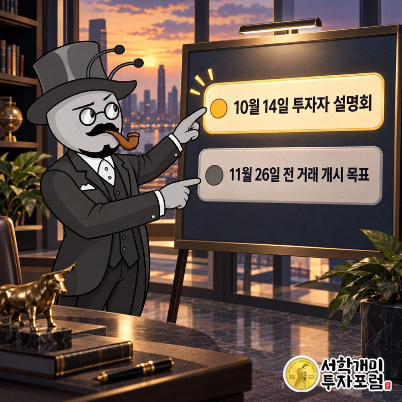 10월 14일 투자자 설명회를 열고 11월 중순 상장을 목표로 한다