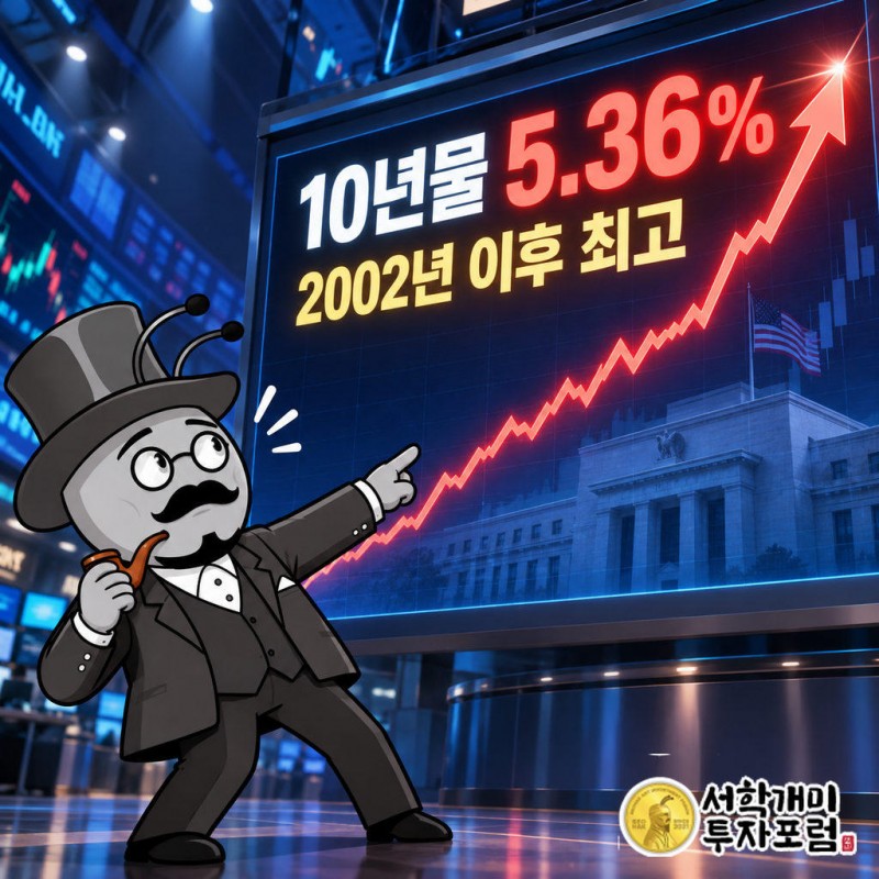 10월 7일 미국 10년물 국채금리 장중 5.36%