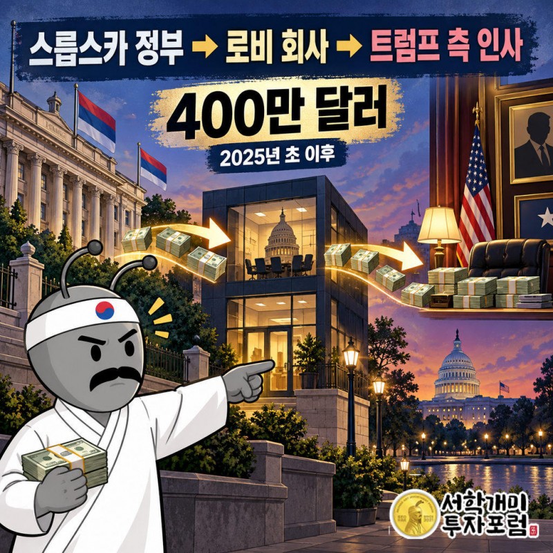 스릅스카 공화국 정부가 워싱턴 로비 회사를 거쳐 돈을 지급함