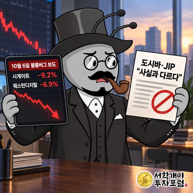 10월 6일 블룸버그 보도로 시게이트 -9.2%, 웨스턴디지털 -6.9% 급락