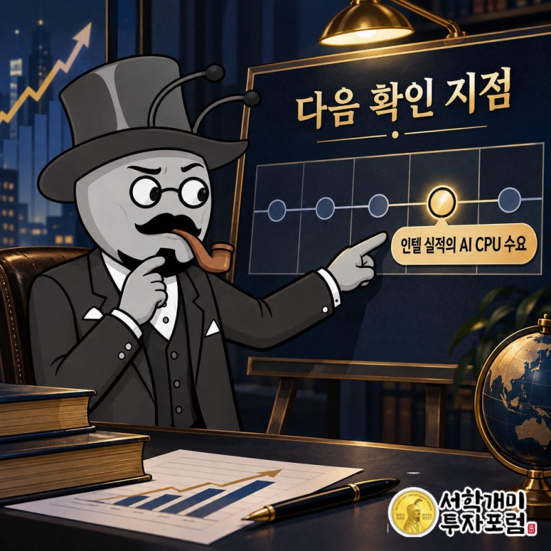 인텔 다음 분기 실적에서 AI 추론용 CPU 수요가 숫자로 확인되는지가 다음 확인 지점이다
