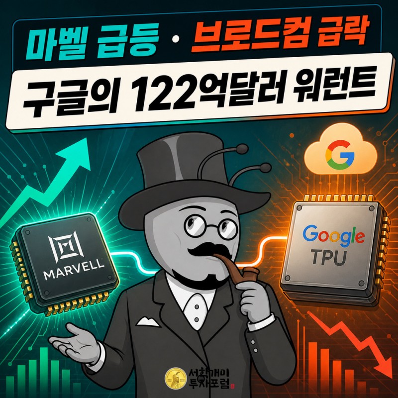 마벨 급등과 브로드컴 급락을 부른 구글 워런트를 설명하는 원본 서학개미 기자