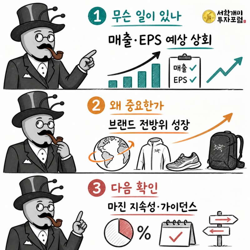 아머스포츠의 실적·브랜드 성장·마진 지속성을 설명하는 원본 서학개미 기자