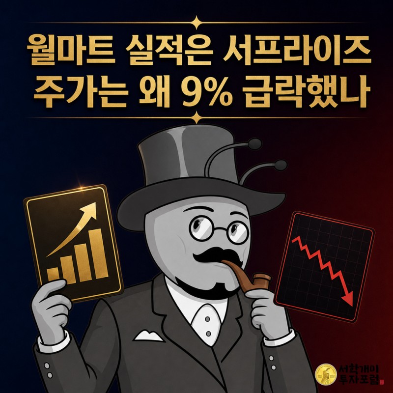 월마트가 실적 서프라이즈에도 주가가 9% 급락한 이유를 설명하는 서학개미 기자