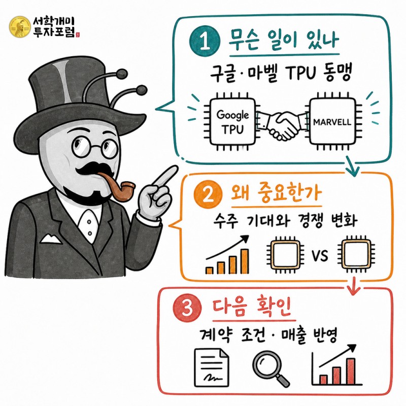 구글·마벨 TPU 동맹의 사건·영향·계약 조건을 설명하는 원본 서학개미 기자