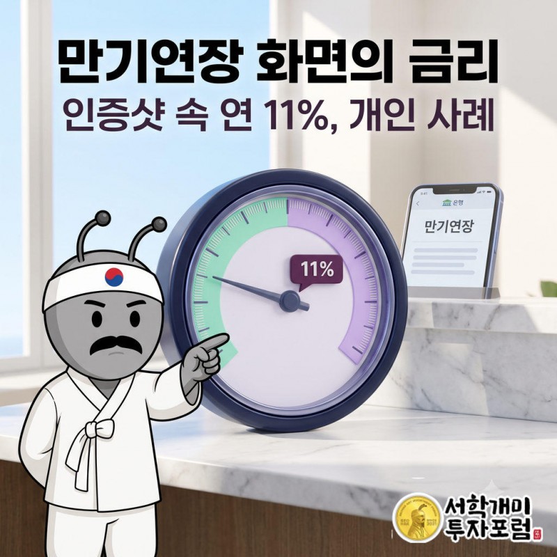 SNS에 마이너스통장 만기연장 후 금리가 연 8%를 넘고 연 11%까지 찍혔다는 인증샷이 이어진다