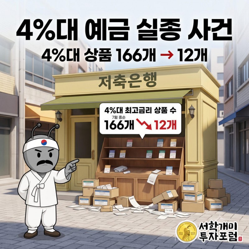 저축은행 4%대 최고금리 상품이 7월 중순 166개에서 18일 12개로 줄었다