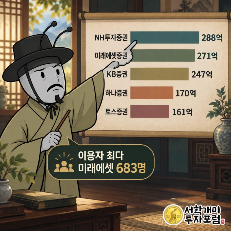 잔액 1위 NH투자증권 288억원, 이어 미래에셋증권 271억·KB증권 247억·하나증권 170억·토스증권 161억원