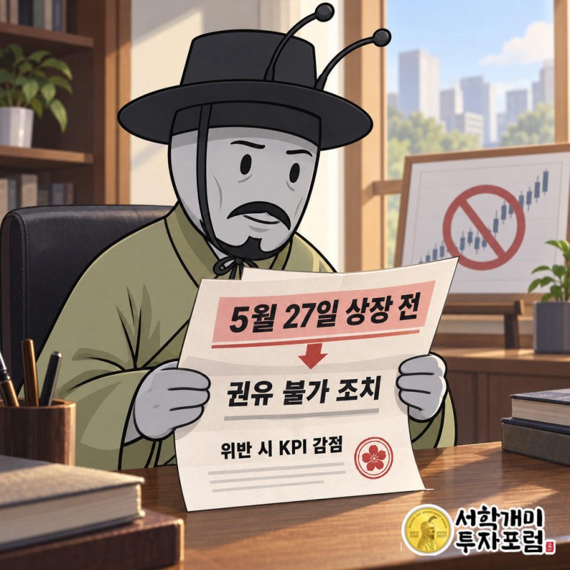 5월 27일 상장을 앞두고 삼성증권 PB에게 공문이 내려왔다