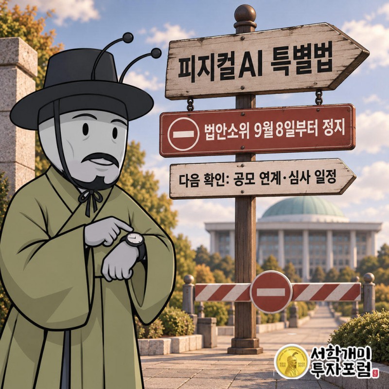 피지컬AI 특별법은 6월5일 발의, 9월8일 법안소위 회부 후 10월6일까지 진전 없음