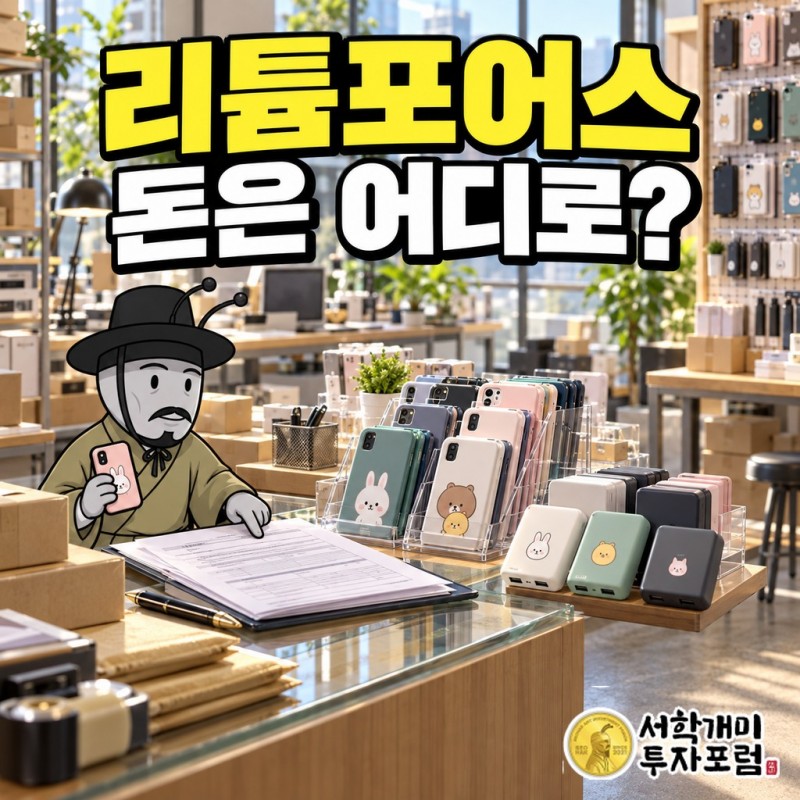 리튬포어스가 10월 6일 공시한 주당 2,751원, 신주 48만16주 유상증자와 카카오프렌즈 휴대폰 액세서리 사업을 함께 보여 주는 표지