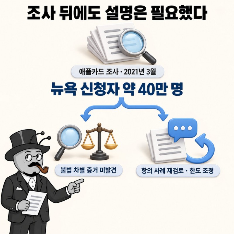 뉴욕주 금융서비스국은 약 40만 명의 뉴욕 애플카드 신청자 자료 등을 조사했다.