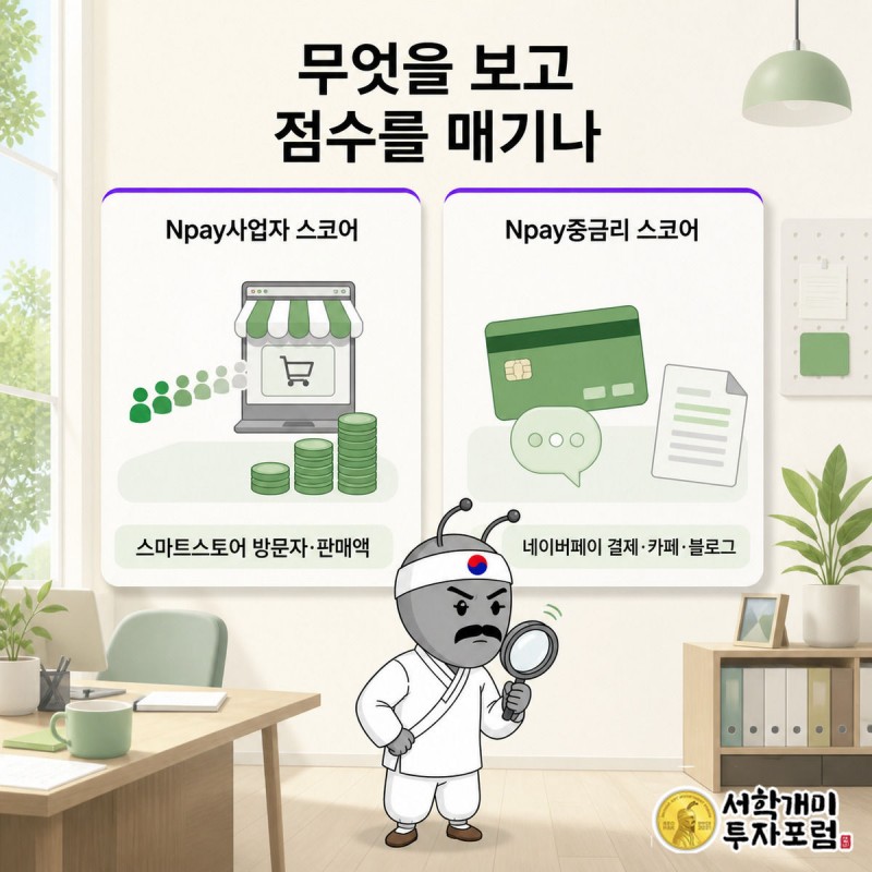 개인사업자와 개인 각각의 신용평가 데이터 항목과 신규 지표 카드를 살펴보는 그림