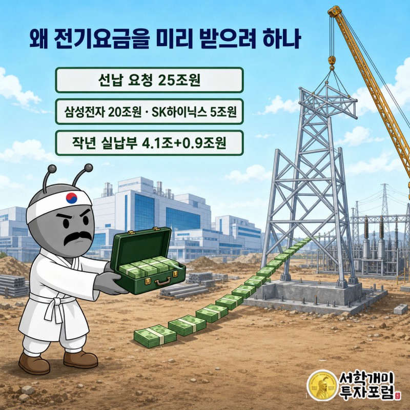 부자개미가 송전탑 건설 현장에서 한전 변전소 쪽으로 지폐 다발이 든 가방을 내미는 장면