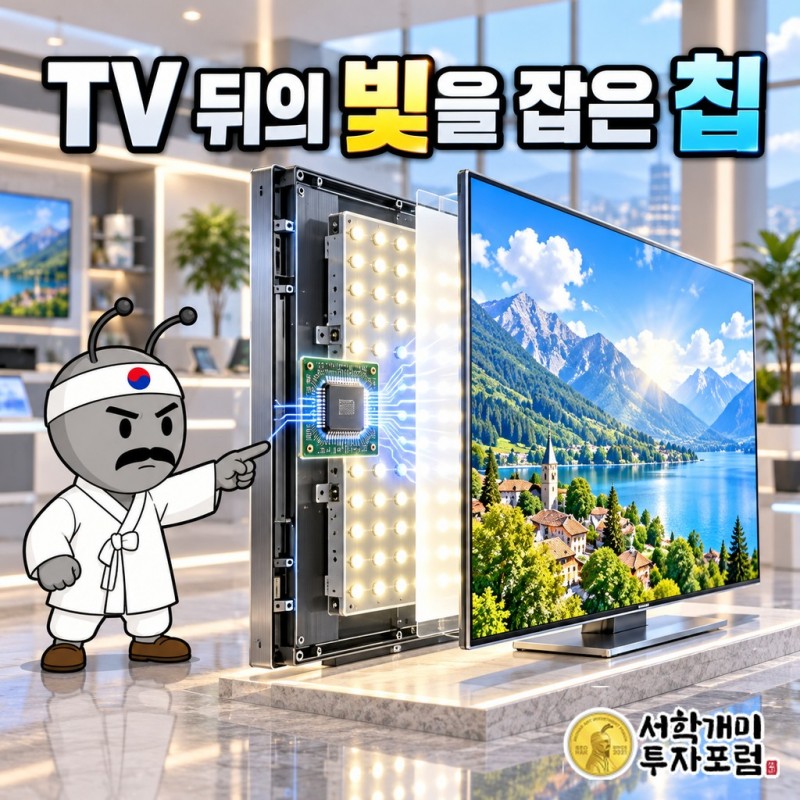 TV 패널 뒤 백라이트유닛에 깔린 LED와 그 밝기를 조절하는 글로벌테크놀로지의 LED 구동칩(LDI)