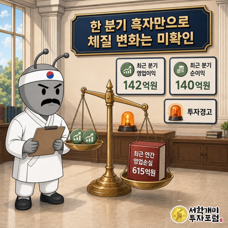 오가닉티코스메틱 실적 전환 조건인 신발 이익과 화장품 손실, 현금흐름, 자금조달을 보여주는 점검표