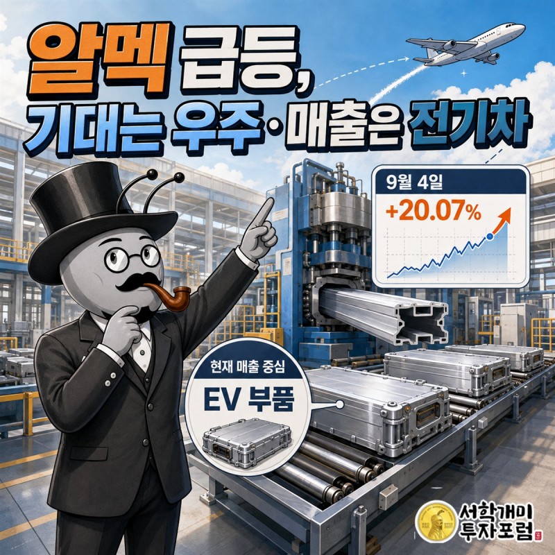 알멕의 전기차 배터리 모듈케이스와 알루미늄 압출 공정을 보여주는 표지