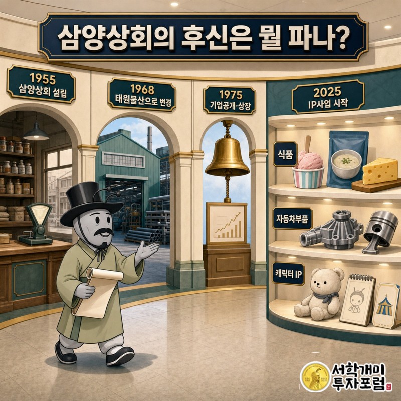 태원물산의 3개년 매출 증가와 계속된 영업손실을 비교한 장부 그림