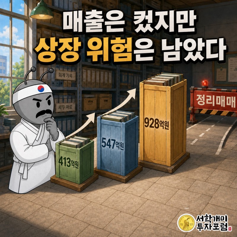 물류 자동화와 웹툰 사업의 가능성보다 순손실과 정리매매 위험이 큰 수성웹툰 판정 저울