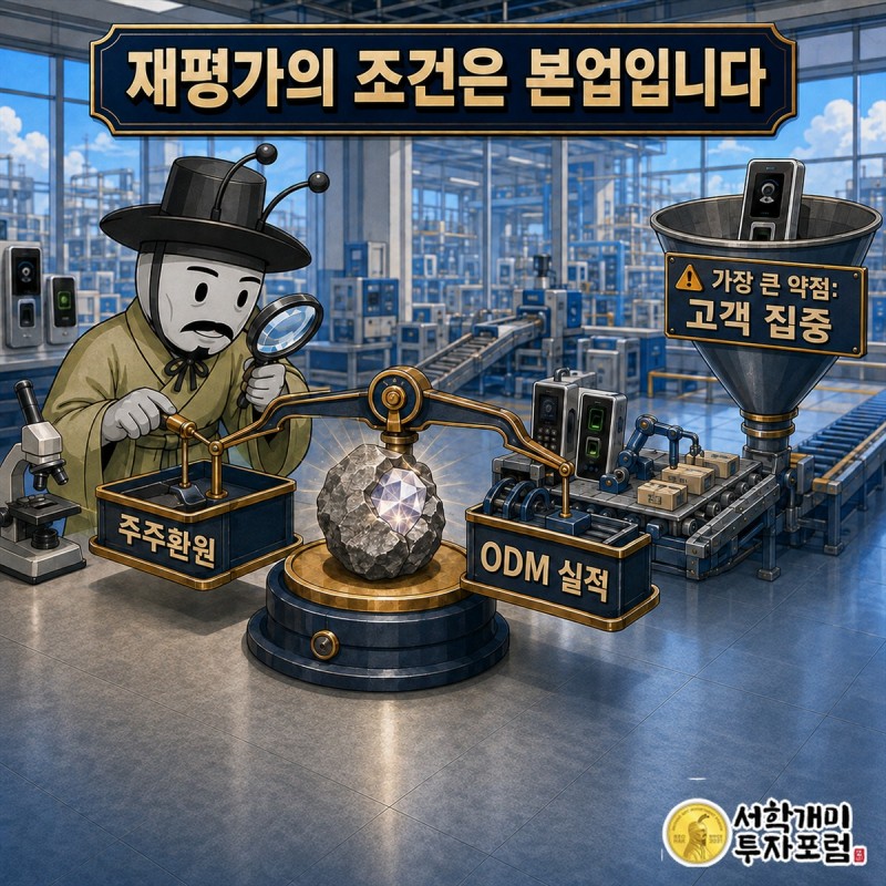 저부채와 자사주 소각이라는 버는 힘, 고객 집중과 낮은 ROE라는 위험을 저울에 올린 판정