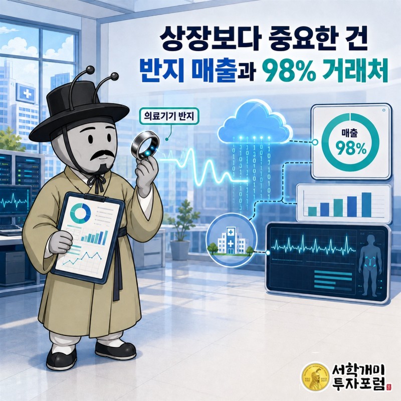 반지형 혈압계와 병원 밖 혈압 데이터를 보여주는 스카이랩스 기업 해부 표지