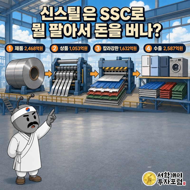 코일 강판을 절단해 가전 외장재로 공급하는 신스틸 SSC 사업 구조