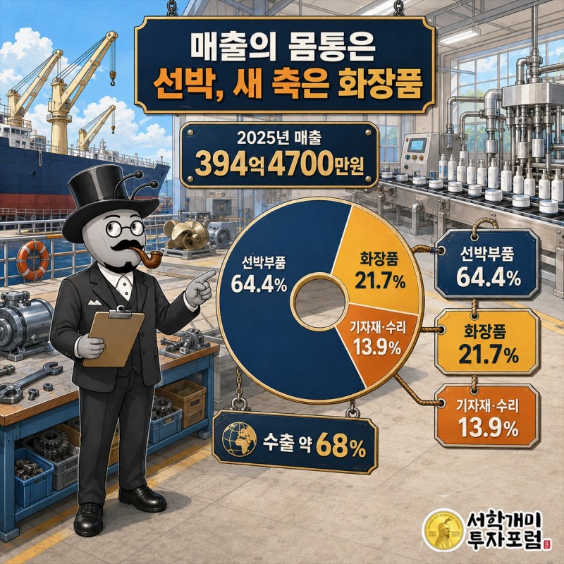 KS인더스트리 2023년부터 2025년까지 매출 증가와 영업손실 확대를 함께 비교한 재무 인포그래픽