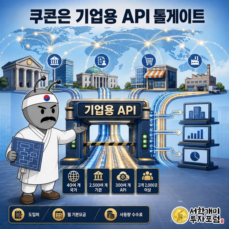 쿠콘이 기관 데이터를 모아 기업 고객에게 API로 판매하는 사업 구조