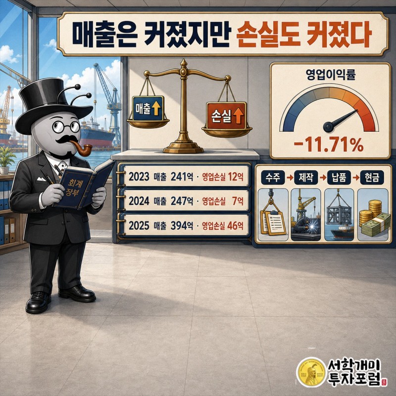 KS인더스트리 수주잔고가 매출과 영업현금흐름으로 바뀌는 세 가지 조건을 보여주는 인포그래픽