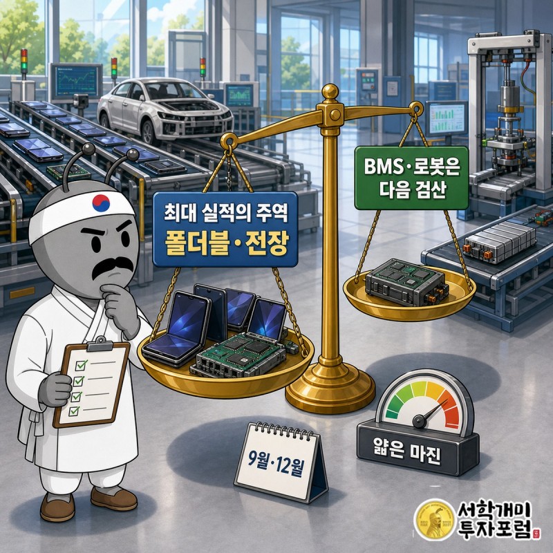 2026년 9월 휴머노이드 배터리팩 양산과 12월 국내 LFP ESS BMS 정규 양산 일정을 보여주는 생산 캘린더