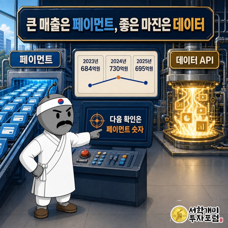 쿠콘 데이터와 페이먼트 사업의 매출과 영업이익률 비교