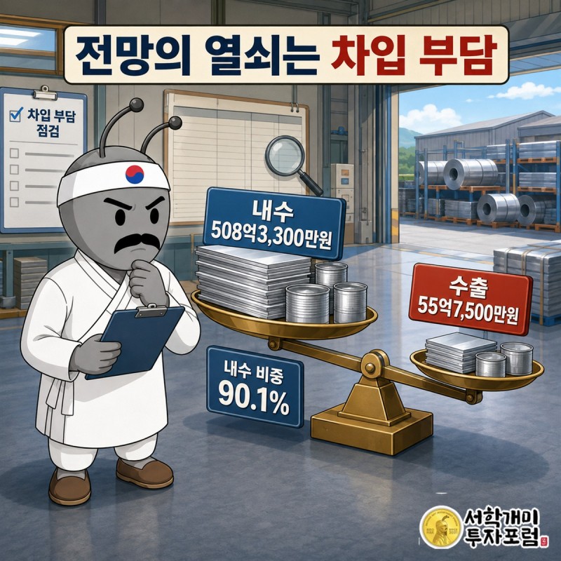 SHD의 영업이익과 영업현금흐름, 가동률 하락과 설비투자를 함께 비교한 장면
