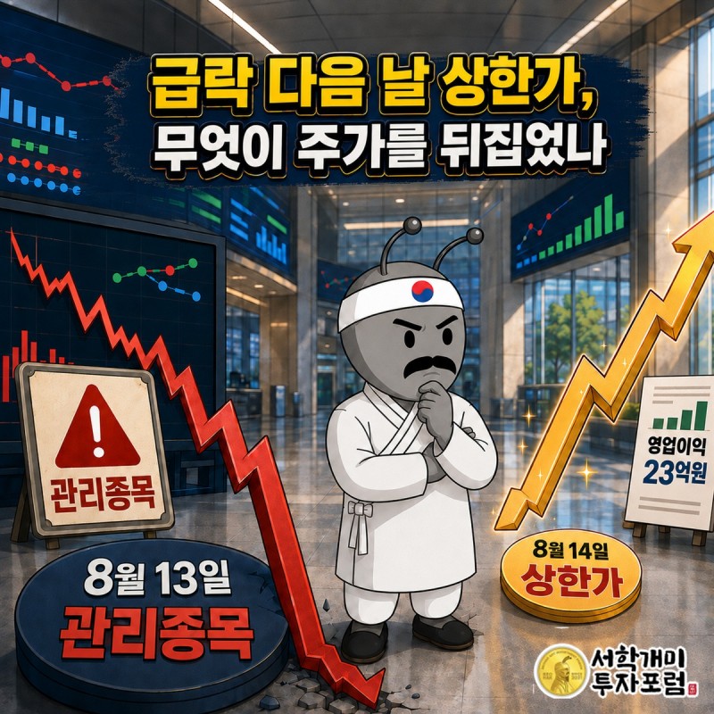 관리종목 급락, 상반기 흑자 상한가, 정리매매로 이어진 수성웹툰 주가 촉매의 시간표
