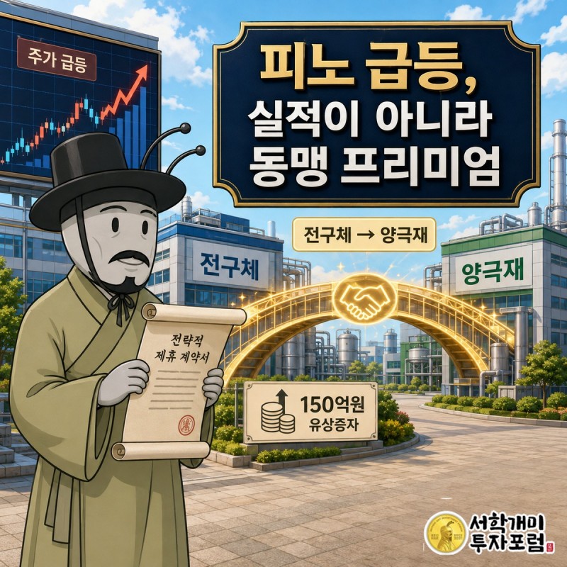 코스모신소재의 150억원 투자와 피노의 전구체 사업 구조를 보여주는 표지