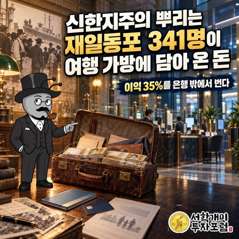 신한지주, 이익 35%를 은행 밖에서 번다는 문구의 표지
