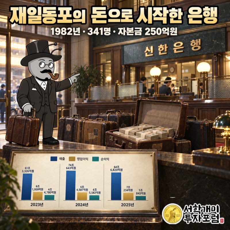 1982년 재일동포 341명이 자본금 250억원을 모아 신한은행을 세운 장면